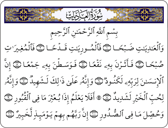 تفسير سورة العاديات