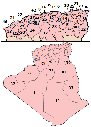 خريطة الجزائر بالتفصيل