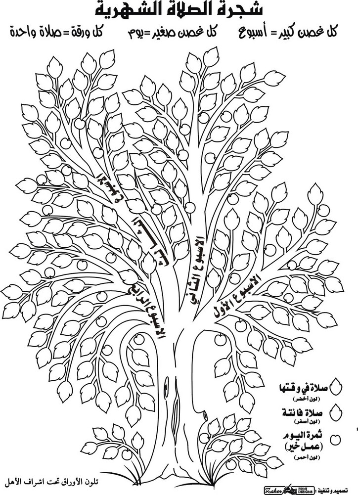 شجرة الصلاة الشهرية